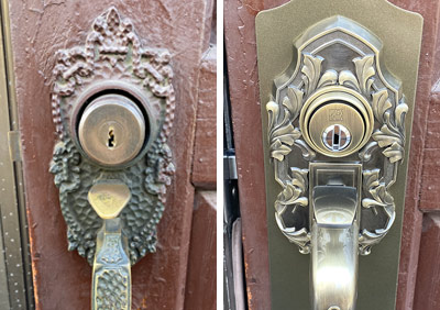 ALPHAの装飾錠をKODAIの「サムラッチ取替錠 924065」に交換