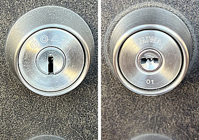 「V18/GOAL」から「PR/MIWA」へのシリンダー交換