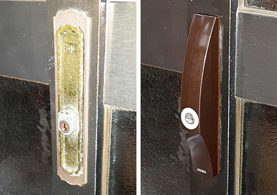 二枚引き戸の鍵を MIWAの召し合わせ錠「PS-SL」に交換