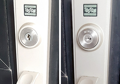 トステムのドアのディスクシリンダーを「U9 MCY-424」へ交換