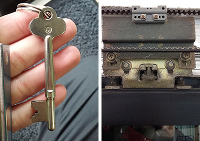店舗の自動ドアの鍵をGOALの棒鍵フレーム錠「T-51」へ交換