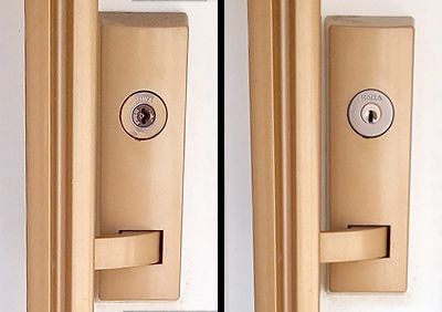 リノベーション中の住宅の鍵穴をKABAの同一ディンプルキー「3250R」に交換