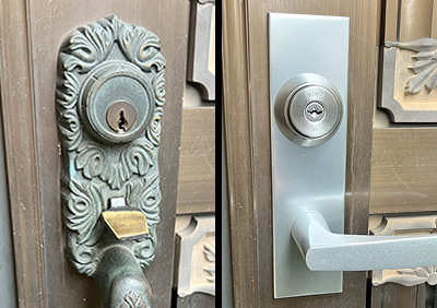 SHOWAのサムラッチ錠「CSM」を「U9 LA 2017-1/MIWA」へ